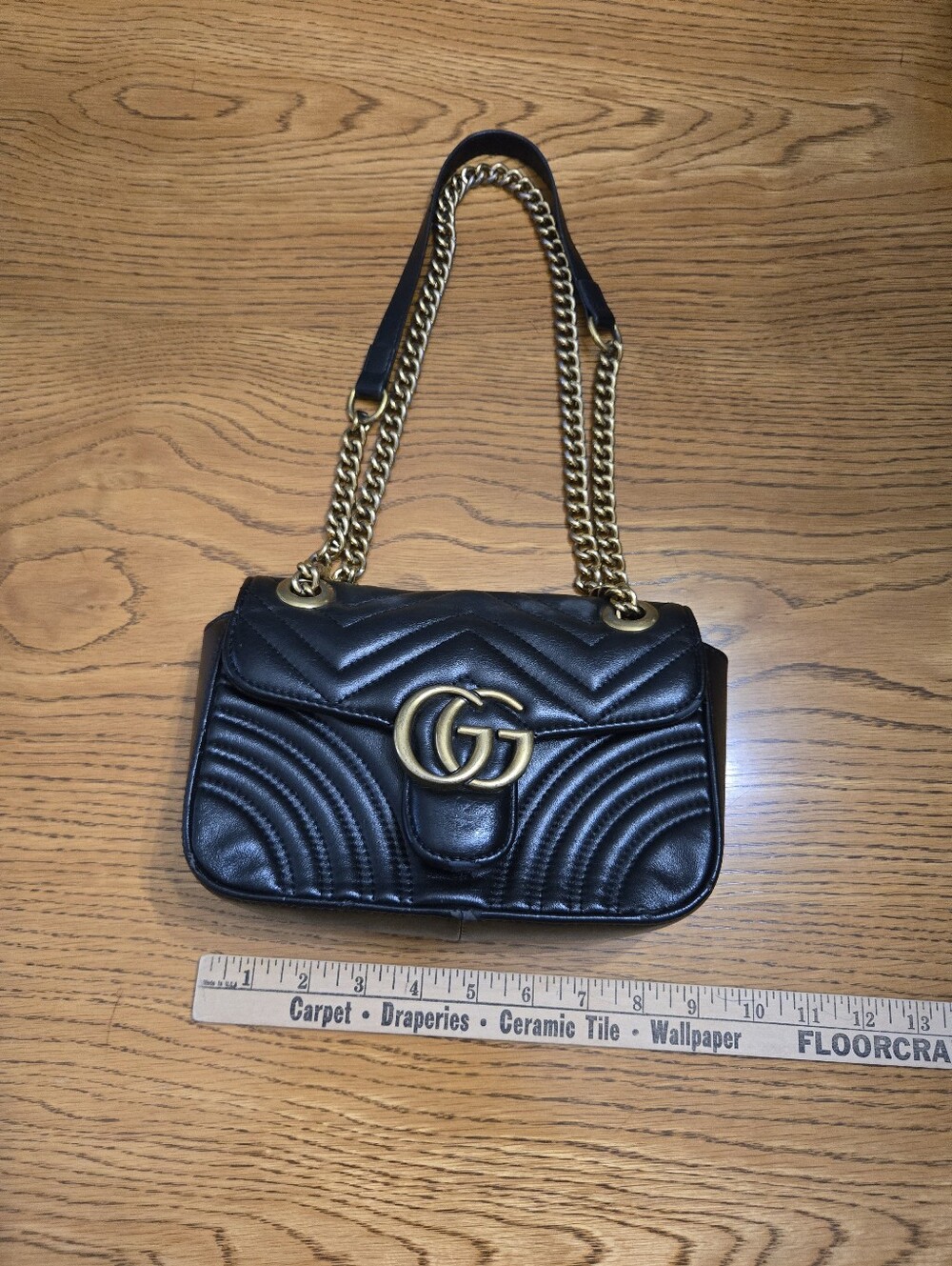 Gucci Black Quilted Leather Shoulder Bag with Gold Hardware